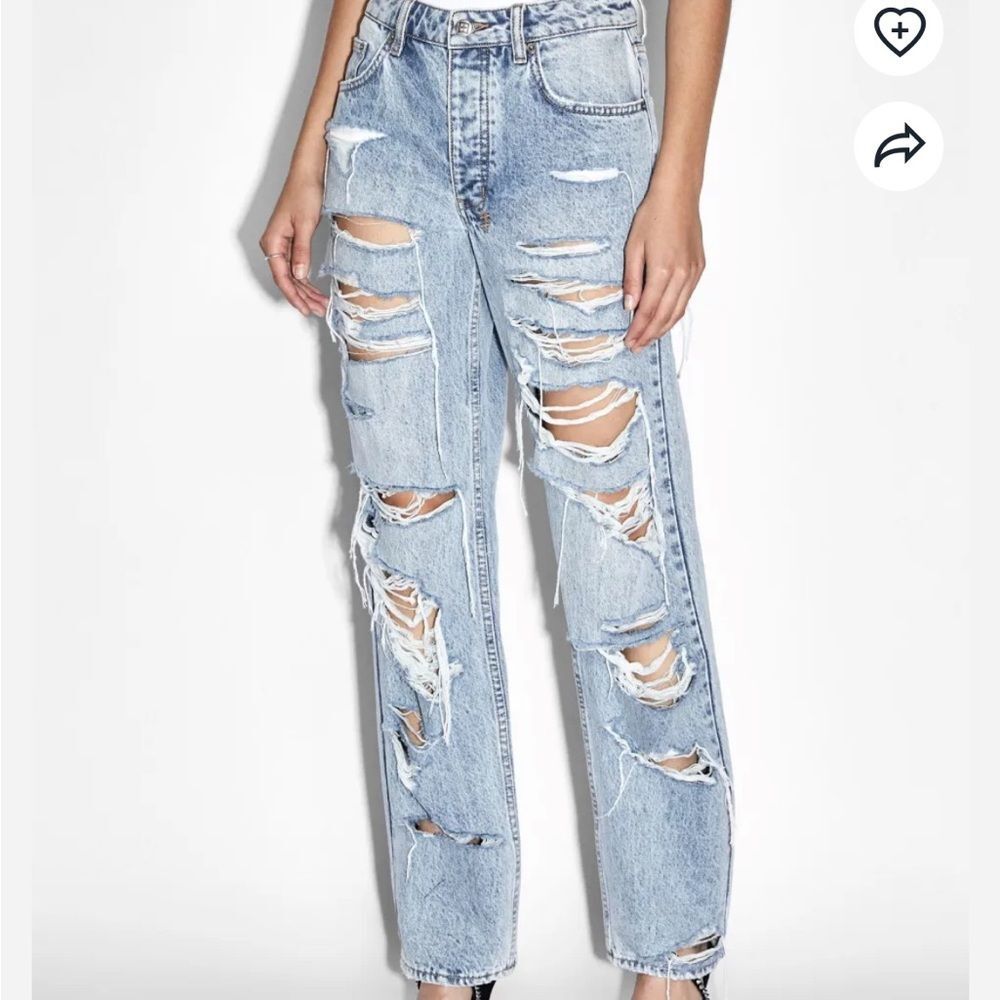 KSUBI BROOKLYN JEAN KARMA TRASHED High Rise Distressed Jeans Sz 26 NWT